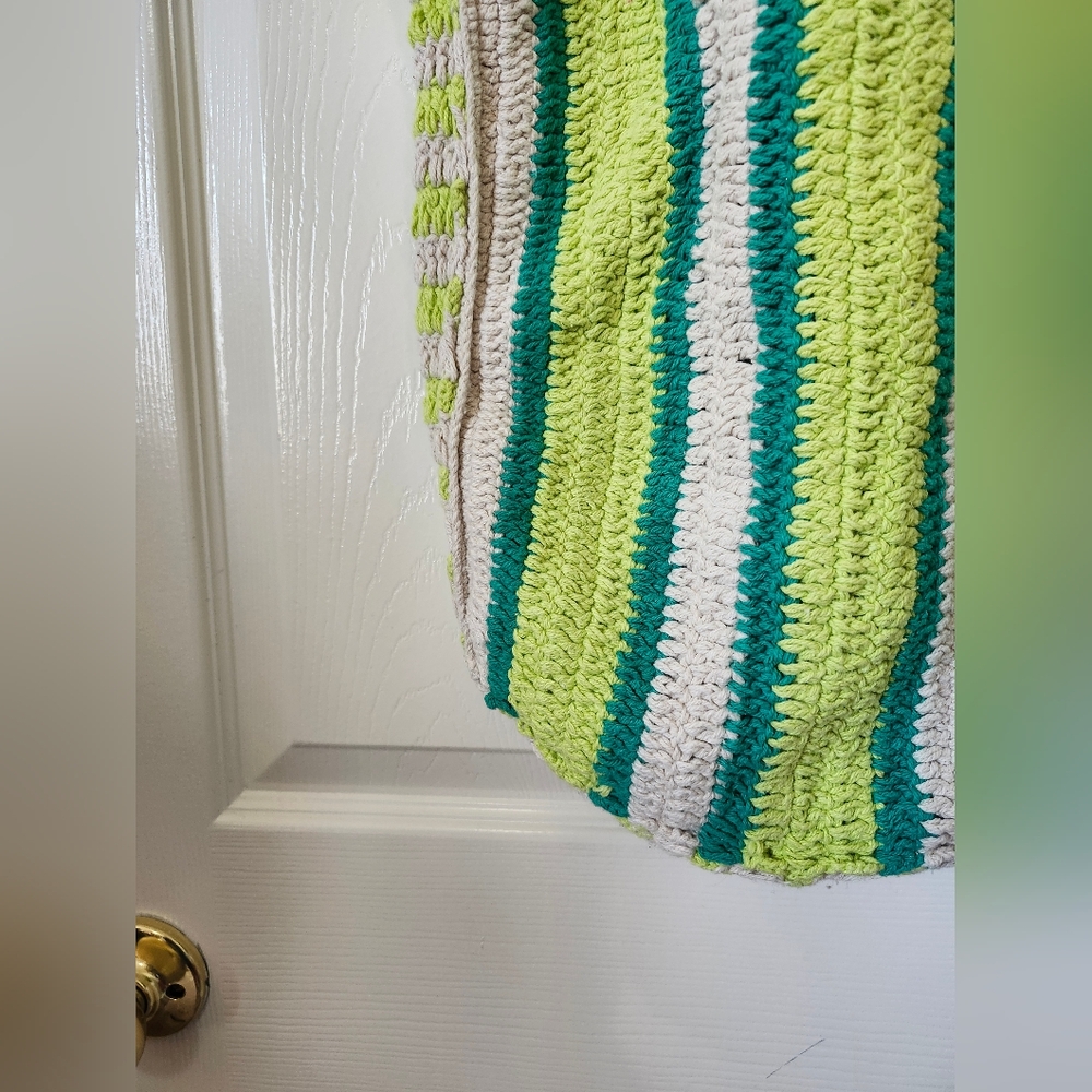 Universal Thread Striped Green and White Tote Bag - Picture 3 of 9